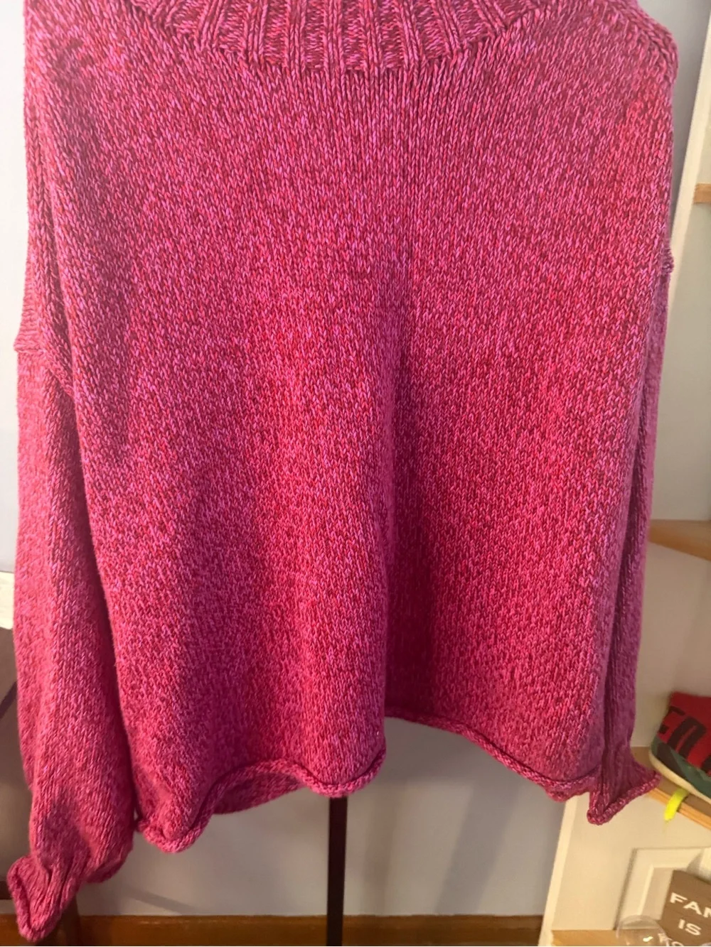 J. Crew Heathered Raspberry Mock Neck Sweater